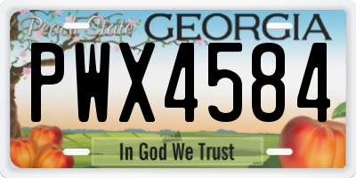 GA license plate PWX4584