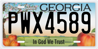 GA license plate PWX4589