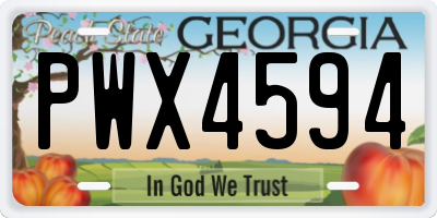 GA license plate PWX4594