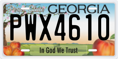 GA license plate PWX4610