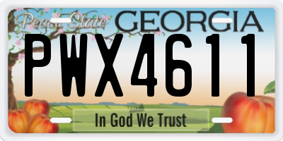GA license plate PWX4611