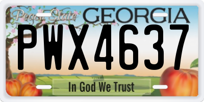 GA license plate PWX4637
