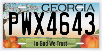GA license plate PWX4643