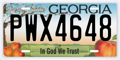 GA license plate PWX4648