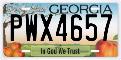 GA license plate PWX4657