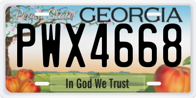 GA license plate PWX4668