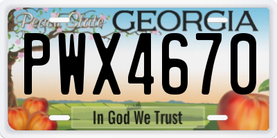 GA license plate PWX4670