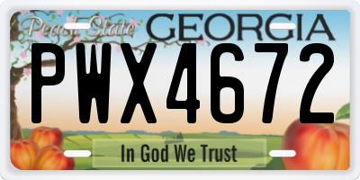 GA license plate PWX4672