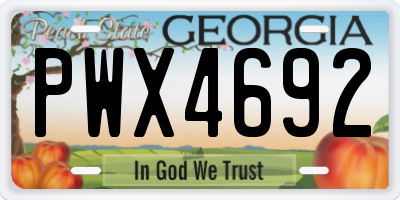 GA license plate PWX4692