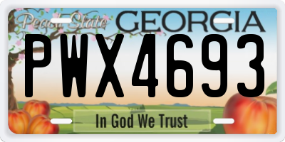GA license plate PWX4693