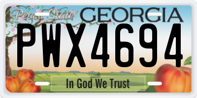 GA license plate PWX4694