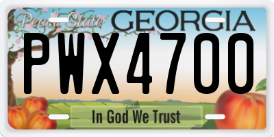 GA license plate PWX4700
