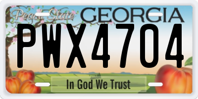 GA license plate PWX4704