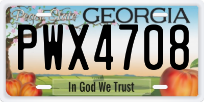 GA license plate PWX4708
