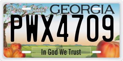 GA license plate PWX4709