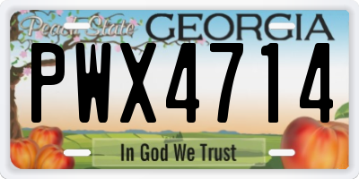 GA license plate PWX4714