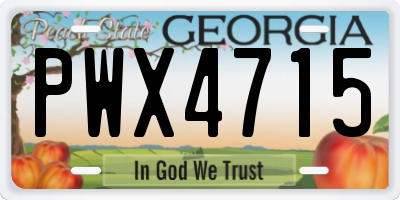 GA license plate PWX4715