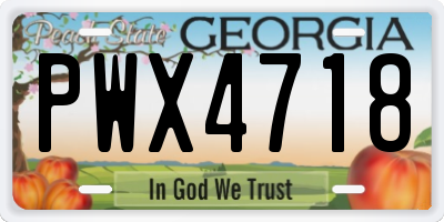 GA license plate PWX4718