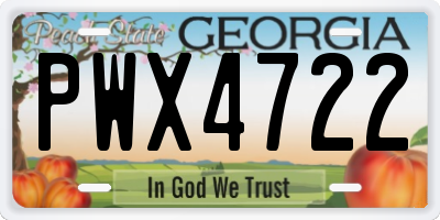 GA license plate PWX4722