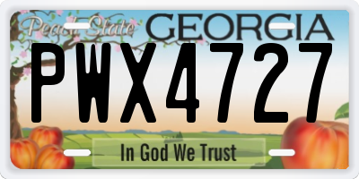 GA license plate PWX4727
