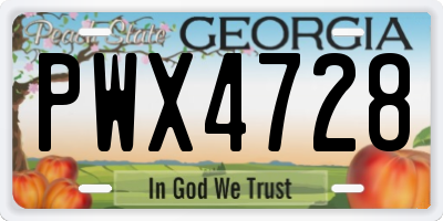 GA license plate PWX4728