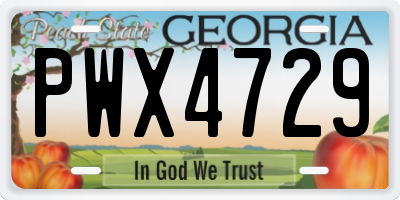 GA license plate PWX4729