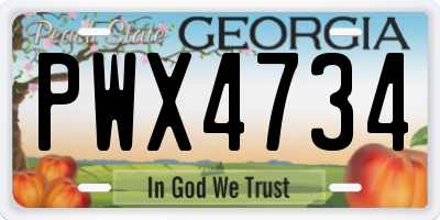 GA license plate PWX4734