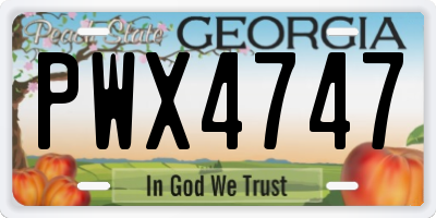 GA license plate PWX4747