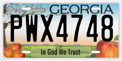 GA license plate PWX4748