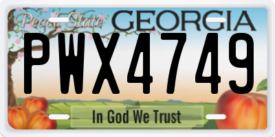 GA license plate PWX4749