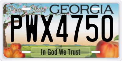 GA license plate PWX4750