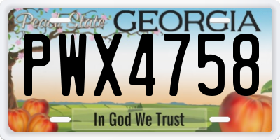 GA license plate PWX4758