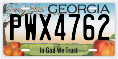 GA license plate PWX4762