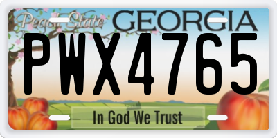 GA license plate PWX4765