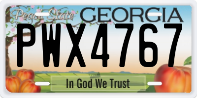 GA license plate PWX4767
