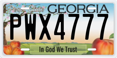 GA license plate PWX4777