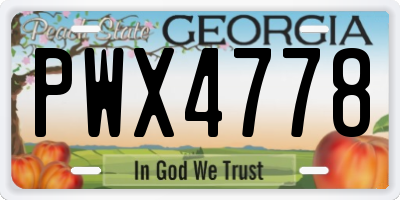 GA license plate PWX4778