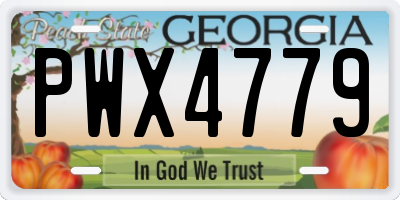 GA license plate PWX4779