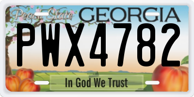 GA license plate PWX4782