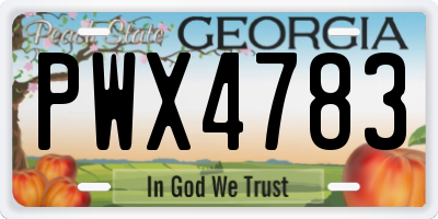 GA license plate PWX4783