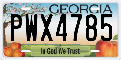 GA license plate PWX4785