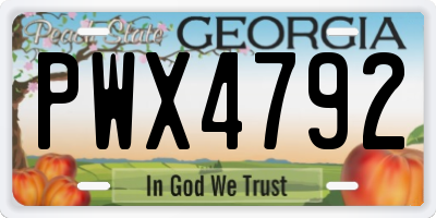 GA license plate PWX4792