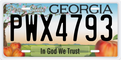 GA license plate PWX4793
