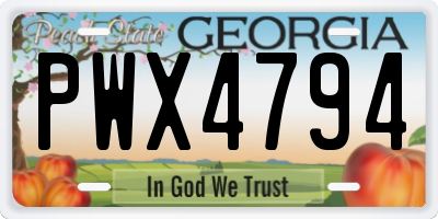 GA license plate PWX4794