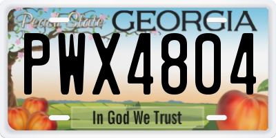 GA license plate PWX4804