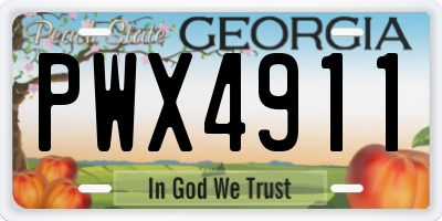 GA license plate PWX4911