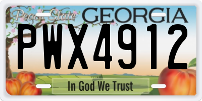 GA license plate PWX4912