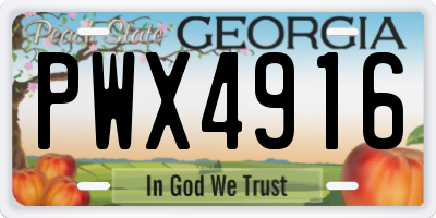 GA license plate PWX4916