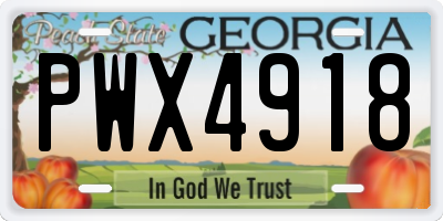 GA license plate PWX4918
