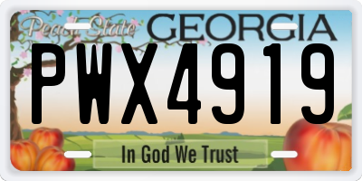 GA license plate PWX4919